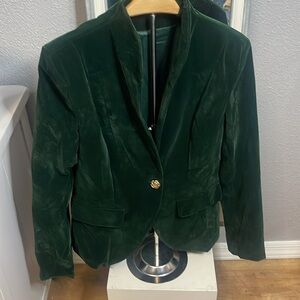Dark Green Velvet Women's 1 gold button Blazer size L/XL